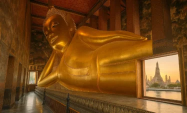 Golden Reclining Buddha statue at Wat Pho Temple