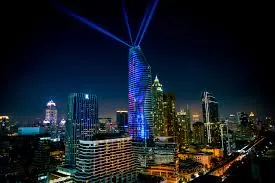 Night View of Skyscrapers in Bangkok, Thailand – Modern City Lights and Skyline