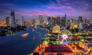 Bangkok City Skyline with Nearby Beach View
