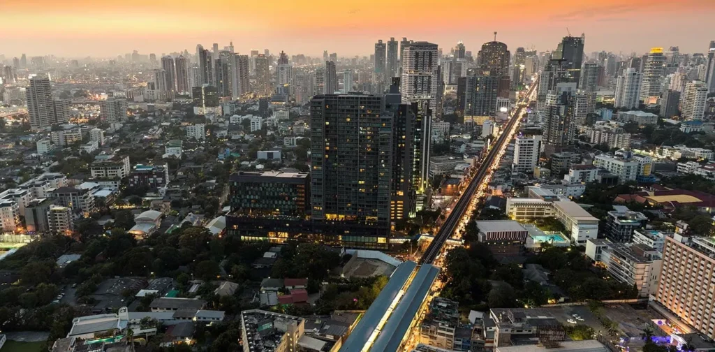 Daytime City View of Bangkok, Thailand