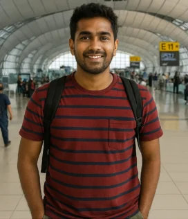 Traveller standing inside the Bangkok Airport