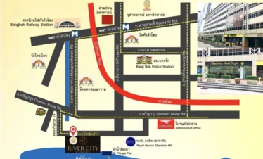 map of thaibus food tour showing pickup dropof and other route locations