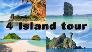 4 Islands in Krabi with clear blue sea and limestone cliffs