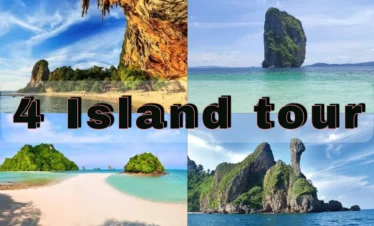 4 Islands in Krabi with clear blue sea and limestone cliffs