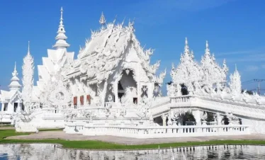 Stunning white temple architecture in Chiang Mai, Thailand