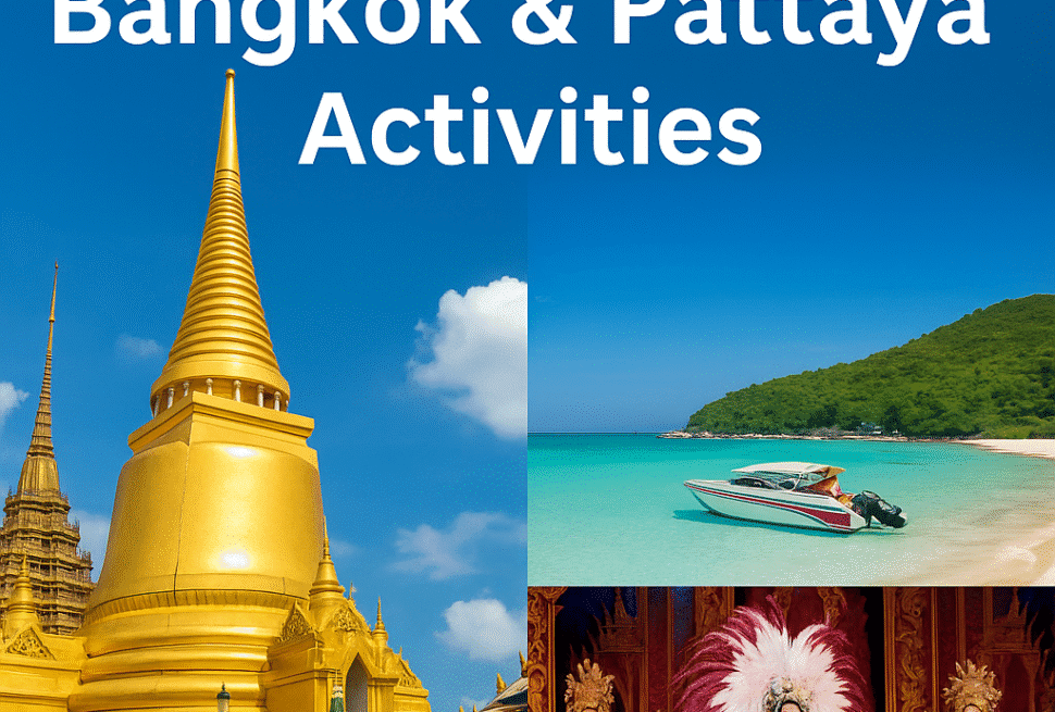 Grand Palace in Bangkok, Coral Island beach with speedboat in Pattaya, and Alcazar Cabaret performers – Top activities in Bangkok & Pattaya