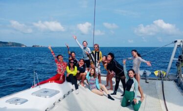 private yatch party guest having fun