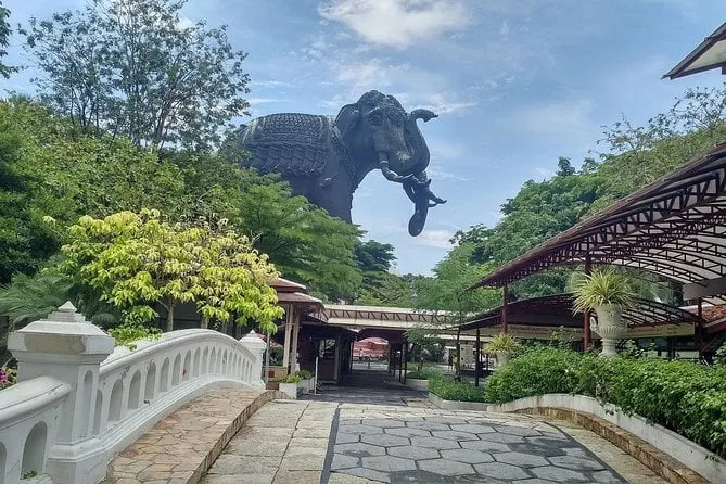 The Erawan Museum Samut Prakan with large elephant statue visible from the back pathway