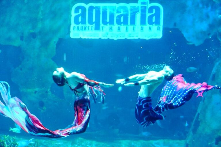 Aquaria Phuket tickets for Thailand's largest aquarium featuring underwater tunnels, marine life exhibits, sharks, rays, and family-friendly attractions in Phuket.