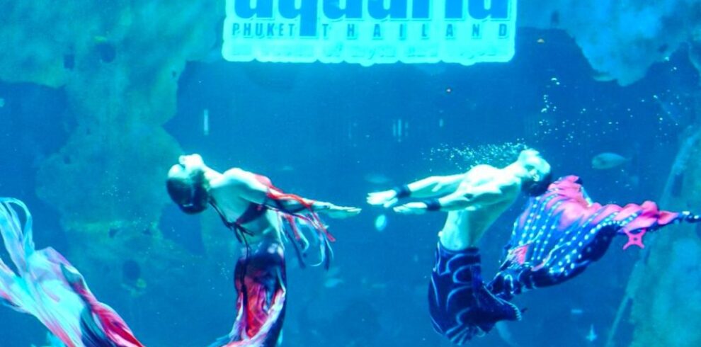 Aquaria Phuket tickets for Thailand's largest aquarium featuring underwater tunnels, marine life exhibits, sharks, rays, and family-friendly attractions in Phuket.