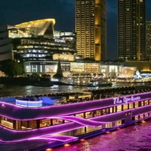 Opulence Luxury Dinner Cruise Bangkok sailing on Chao Phraya River at night