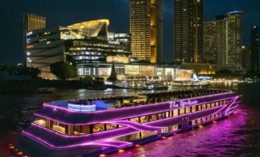 Opulence Luxury Dinner Cruise Bangkok sailing on Chao Phraya River at night