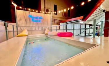 Private swimming pool with rubber float and clean design