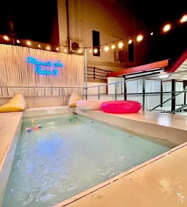 Private swimming pool with rubber float and clean design