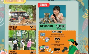 Tiger park Ticket price brouchre showing prices walk around and Forest safari