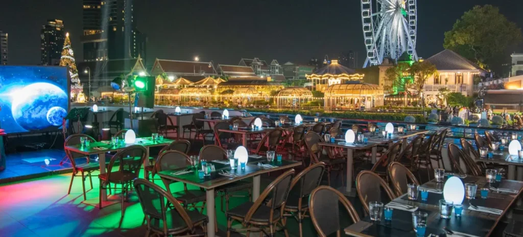 Upper deck view from Royal Princess Cruise with Bangkok skyline