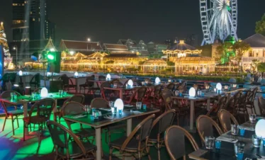 Upper deck view from Royal Princess Cruise with Bangkok skyline