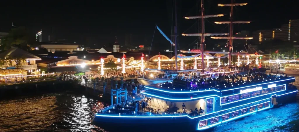Royal Princess Cruise on the Chao Phraya River wide view