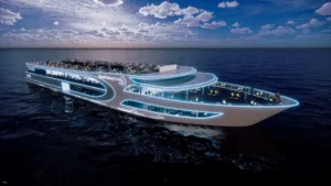 The Planet Cruise on Chao Phraya River during sunset in Bangkok