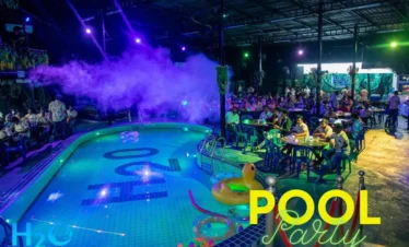 Luxury cabana seating area available at H2O Pool Pattaya for VIP guests