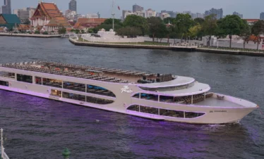 View of Wat Arun and Grand Palace from The Planet Cruise deck