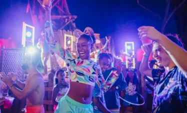 Small group celebrating inside Night Out party hall at H2O Pool Pattaya