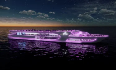 The Planet Cruise on Chao Phraya River at night