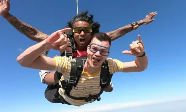 rider posing in the air skydiving in Khao yai