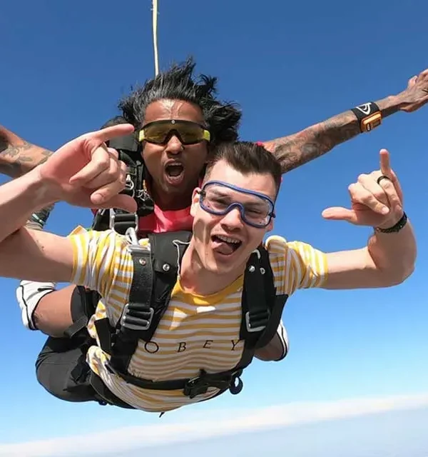rider posing in the air skydiving in Khao yai
