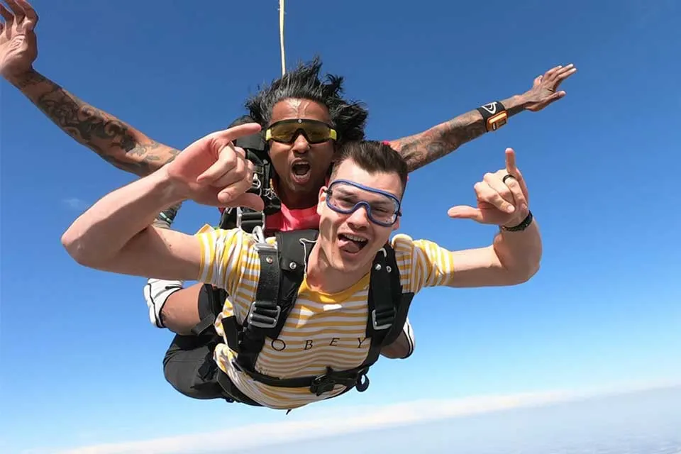 rider posing in the air skydiving in Khao yai