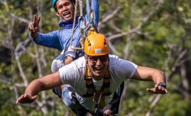 Guests navigating rope challenges at Tarzan Adventure Phuket jungle course