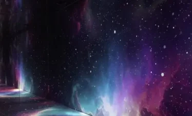 Visitors exploring futuristic digital ligh