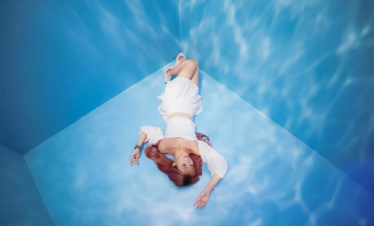 space and time cube women taking picture in 3d underwater multiverse