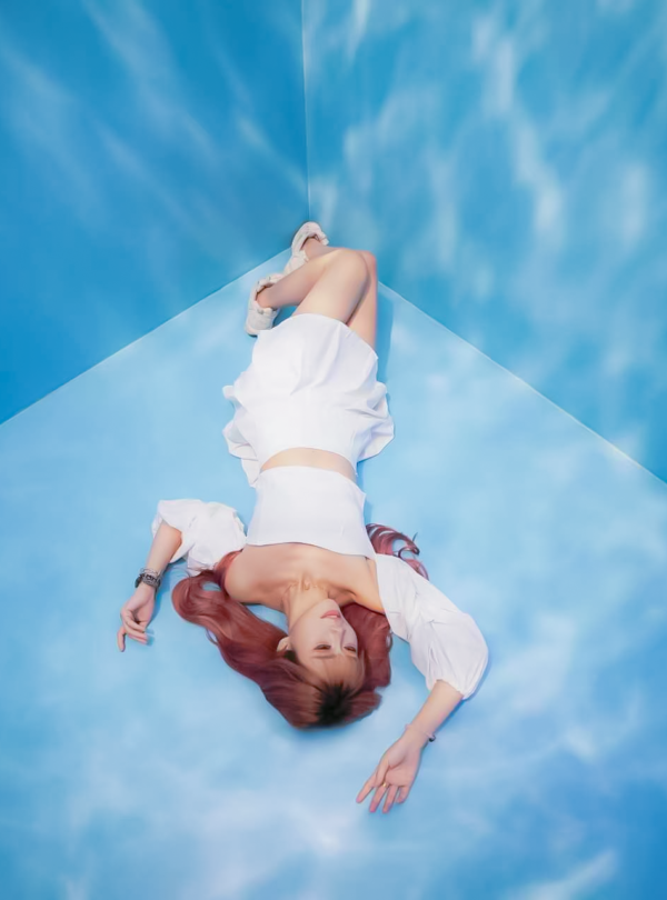 space and time cube women taking picture in 3d underwater multiverse