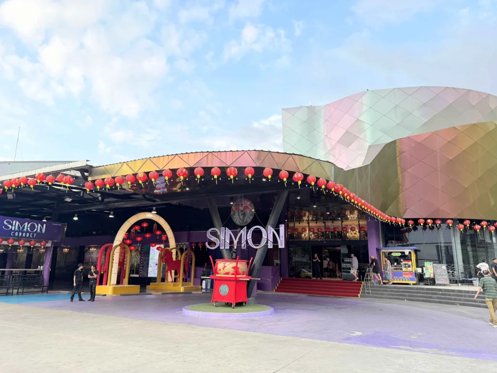 Evening view of the entrance to the Simon Cabaret Show theater in Phuket.