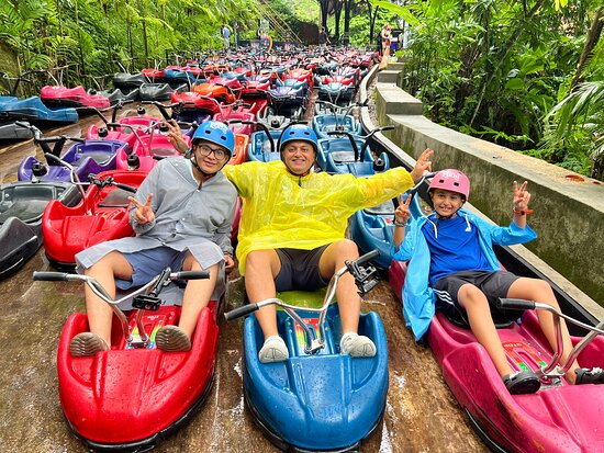 Adventure rider on a downhill mountain cart track in Phuket