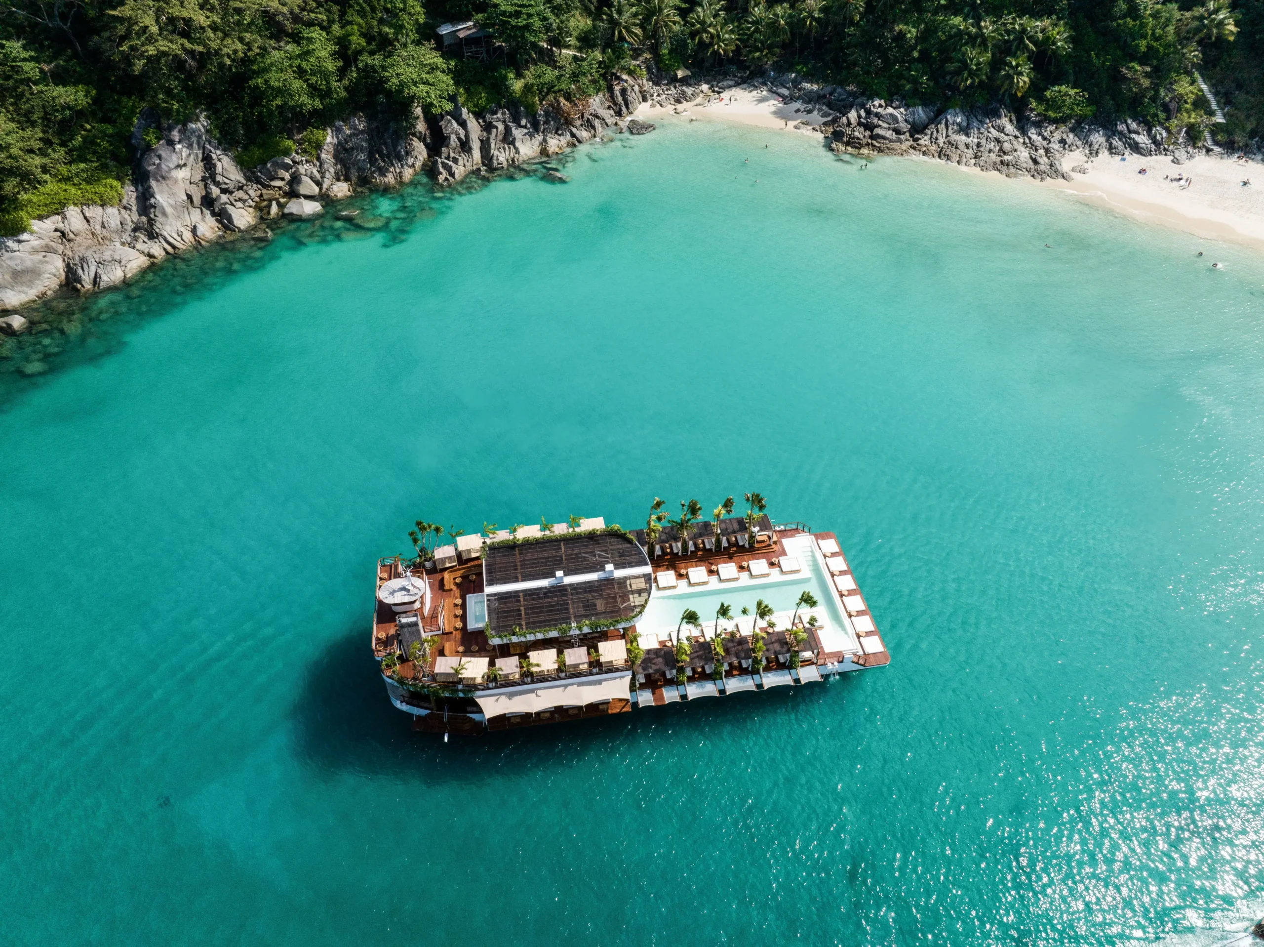 Yona Beach Club floating beach club Phuket with ocean views